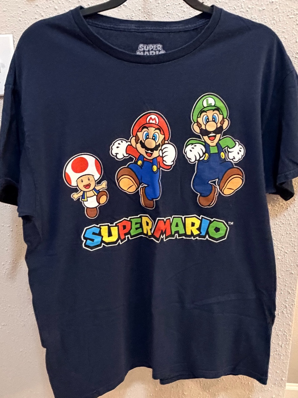 Super Mario Graphic Tee - Navy with Colorful Characters